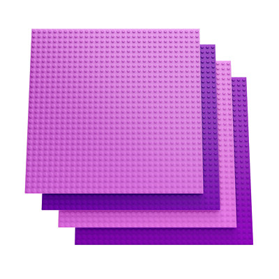 Minizfigs Classic 10'' x 10'' 2-Sided Toy Building Plate - 4 PCS (Pink/Purple)
