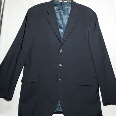 Authentic Burberry 100% wool men's sport coat navy blue size 48 XLG.