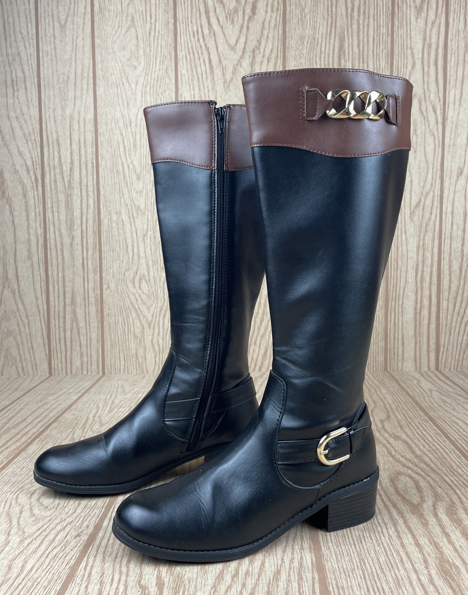 Karen Scott Women's Darlaa Knee High Riding Boots- Black/ Brown