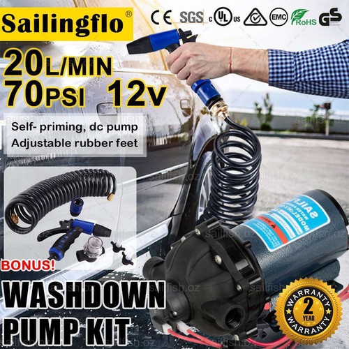 70PSI 12V20L/MIN Washdown Pump Set High Pressure Water Deck Boat Caravan Kit AU