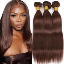 Wavy Weaving Weft Indian Virgin Human Hair Extensions 3 Bundles /300G Brown Long