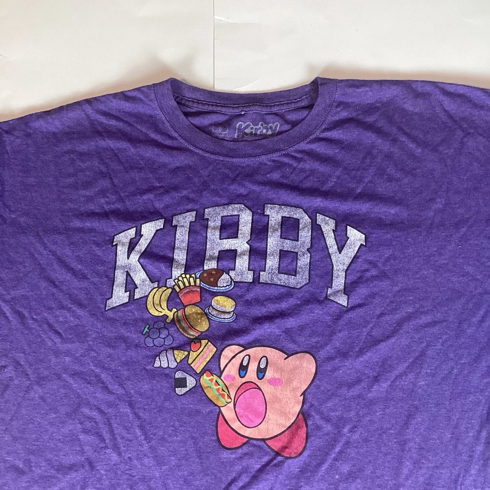Camiseta Kirby Para Hombre Talla XL Manga Corta Elastizada Cuello Redondo Videojuego Mancha Foto 2 de 4