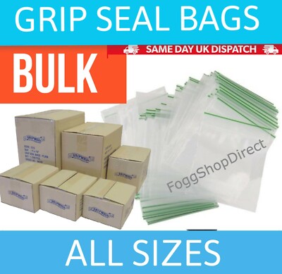 100 GRIP SEAL BAGS Selbstwiederverschließbare Klar Polyethylen Druckverschlussbeutel 100% WIEDERVERWENDBAR