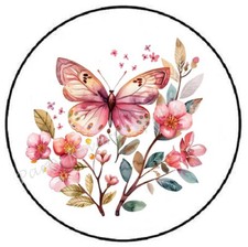 WATERCOLOR PINK BUTTERFLY IN FLOWERS ENVELOPE SEALS LABELS STICKERS PARTY FAVORS