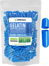 XPRS Nutra Size 00 Blue Empty Gelatin Capsules Gelcaps Caps
