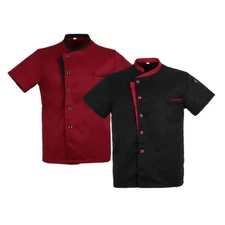 Unisex Chef Jacket Coat Short Sleeves Shirt Kitchen Restaurant Uniform