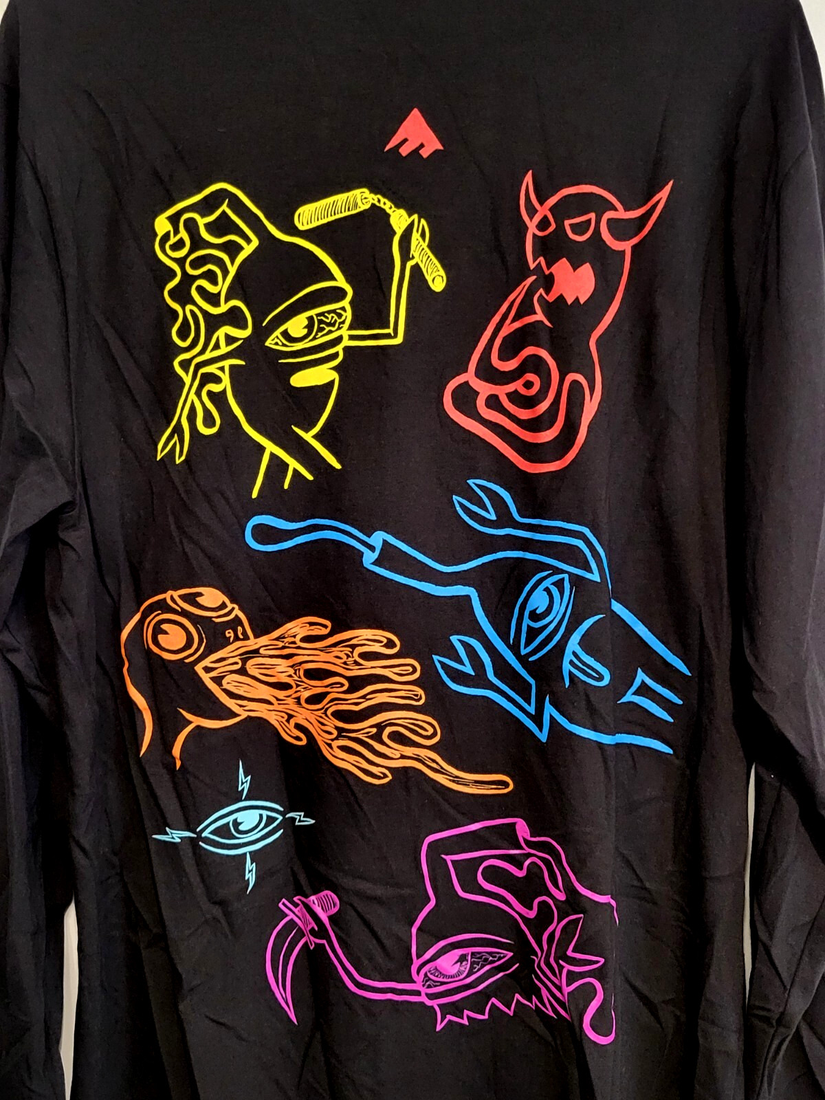 Emerica Toy Machine Clusters Large Mens Black Long Sleeve Shirt Collectible Wear