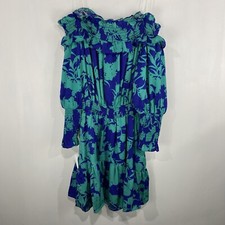 The Impeccable Pig Tropical Floral Print Ruffle Cinched Mini Dress Small (NWT)