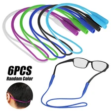 6pcs Flexible Silicone Glasses Straps Anti-slip Eyewear Retainers Colorful