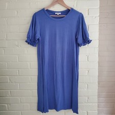Loft Purple Ruffle Short Sleeve Shift Dress Size Medium