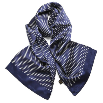 Men's 100 Silk Scarf Cravat Long Neckerchief Double Layer Blue Black