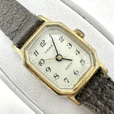 Vintage Timex 1987 Womens Gold Tone Watch 18MM New Battery