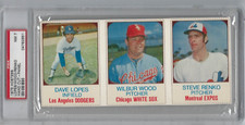 1975 Hostess baseball card panel 67 68 69 Wilbur Wood Chicago White Sox PSA 7