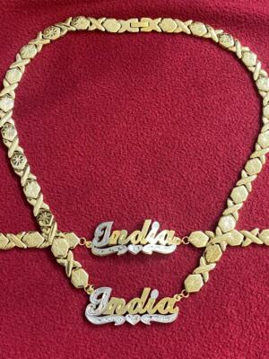 Personalized 3D xoxo Name Necklace and bracelet set