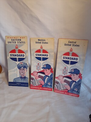 Vintage Standard Oil State Road Maps Mixed Lot of 3 Central, Western, Eastern