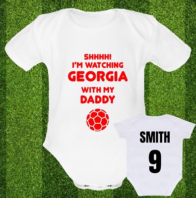 GEORGIA NATIONAL TEAM Strampler Baby Weste mitwachsen Geschenk KOSTENLOSE PERSONALISIERUNG FUSSBALL