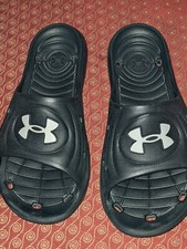Under Armour Kids Size 5M Black/ White Under Armour Slides Sandals UA