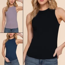 Active Basic 13837 JUNIOR Ribbed Rayon Crew Neck Racer Back Sleeveless Tank Top