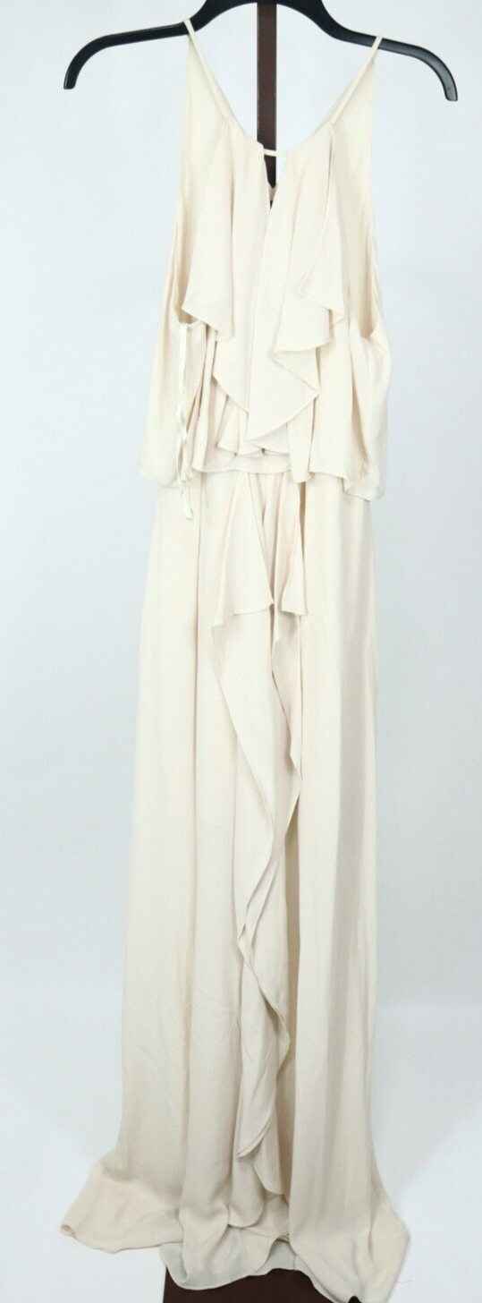 BCBG Max Azria Ladies Juniors Cream Spagetti Strap Maxi Long Dress Sz Medium NEW