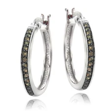 925 Silver 1/4ct Champagne Diamond 20mm Hoop Earrings