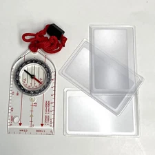 Hiking Backpacking Compass & 3 Wallet sized Fire Starters Prepper Survialist Kit