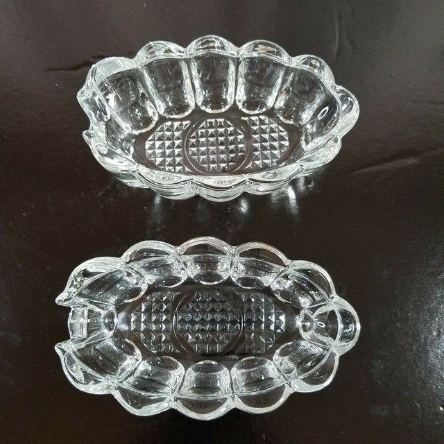 Set of 2 Retired Princess House Heavy Glass Silverware Serving Spoon