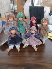 Americana Collection Set 6 Porcelain Doll Hand Painted w/ Birth Certificate 9"