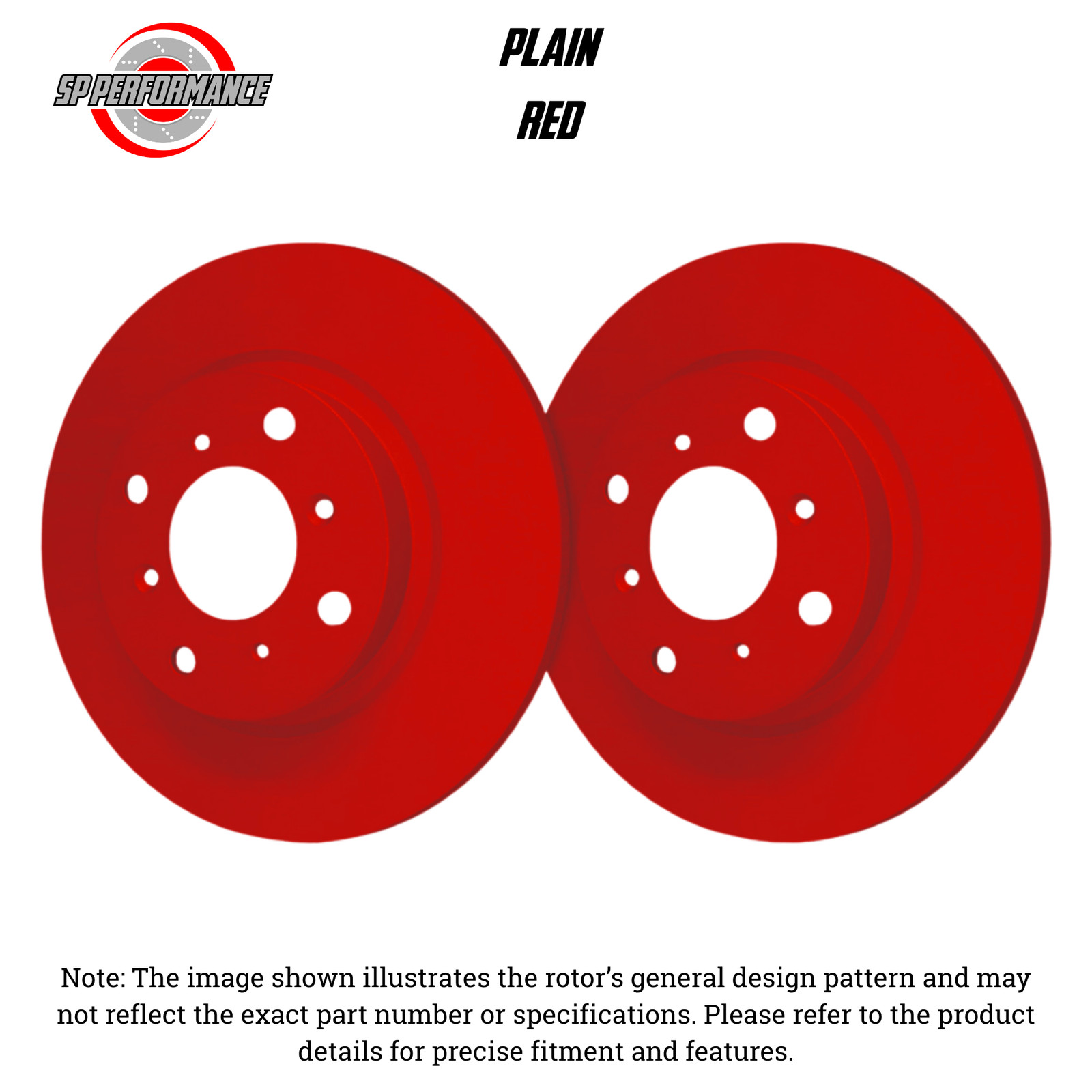 SP Performance P19-235-R Plain Red Zinc Rear Brake Rotors 97-05 Acura NSX