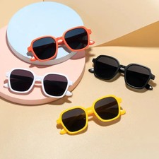 Square Sunglasses UV400 Lenses Candy Color Frame Kids Boys Girls Set 4 Pcs
