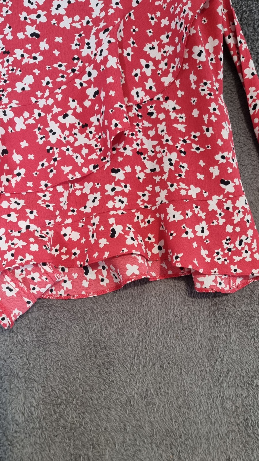 River Island S 16 Red Floral Frill Overlay Shorts Tie Waist Elasticated Summer image 4