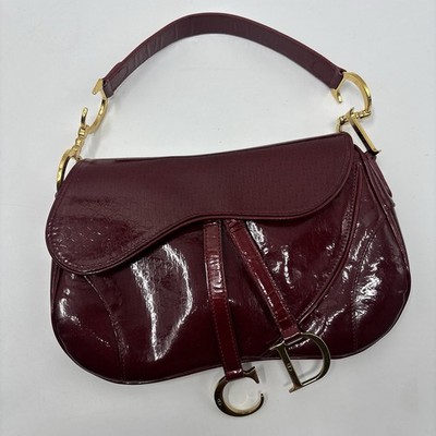 Dior Y2K Patent Diorissimo Double Saddle Bag Cherry Red. Read Description