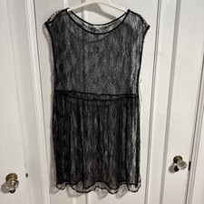 Guess Lace See Through Delicate Lacey Dress Size Small Mid Length Black