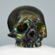 Cuenta De Concha Paua Abalón Tallada A Mano Cráneo Humano 12.32mm