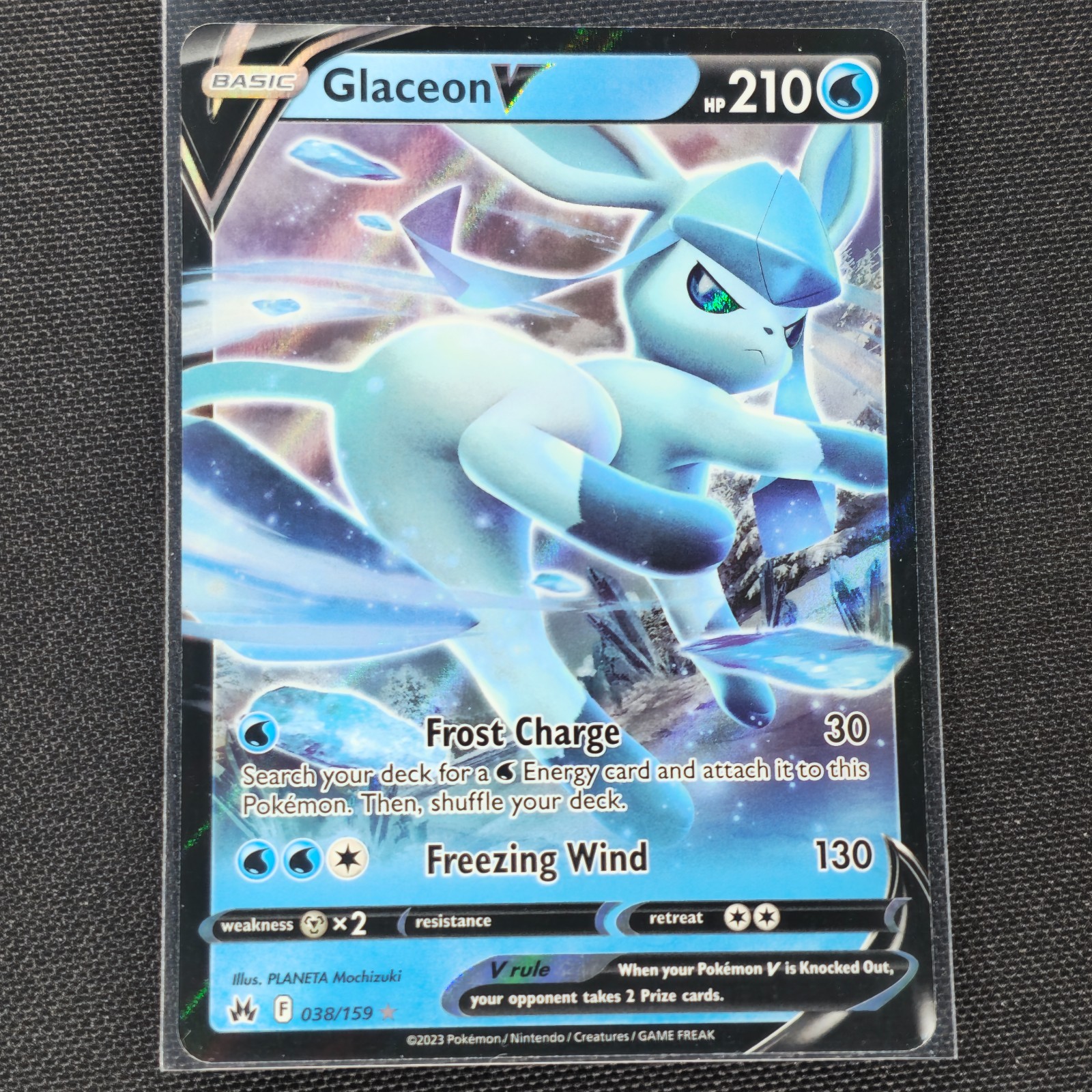 Glaceon V - 038/159 - Ultra Rare - Crown Zenith - Pokemon Card - NM/M