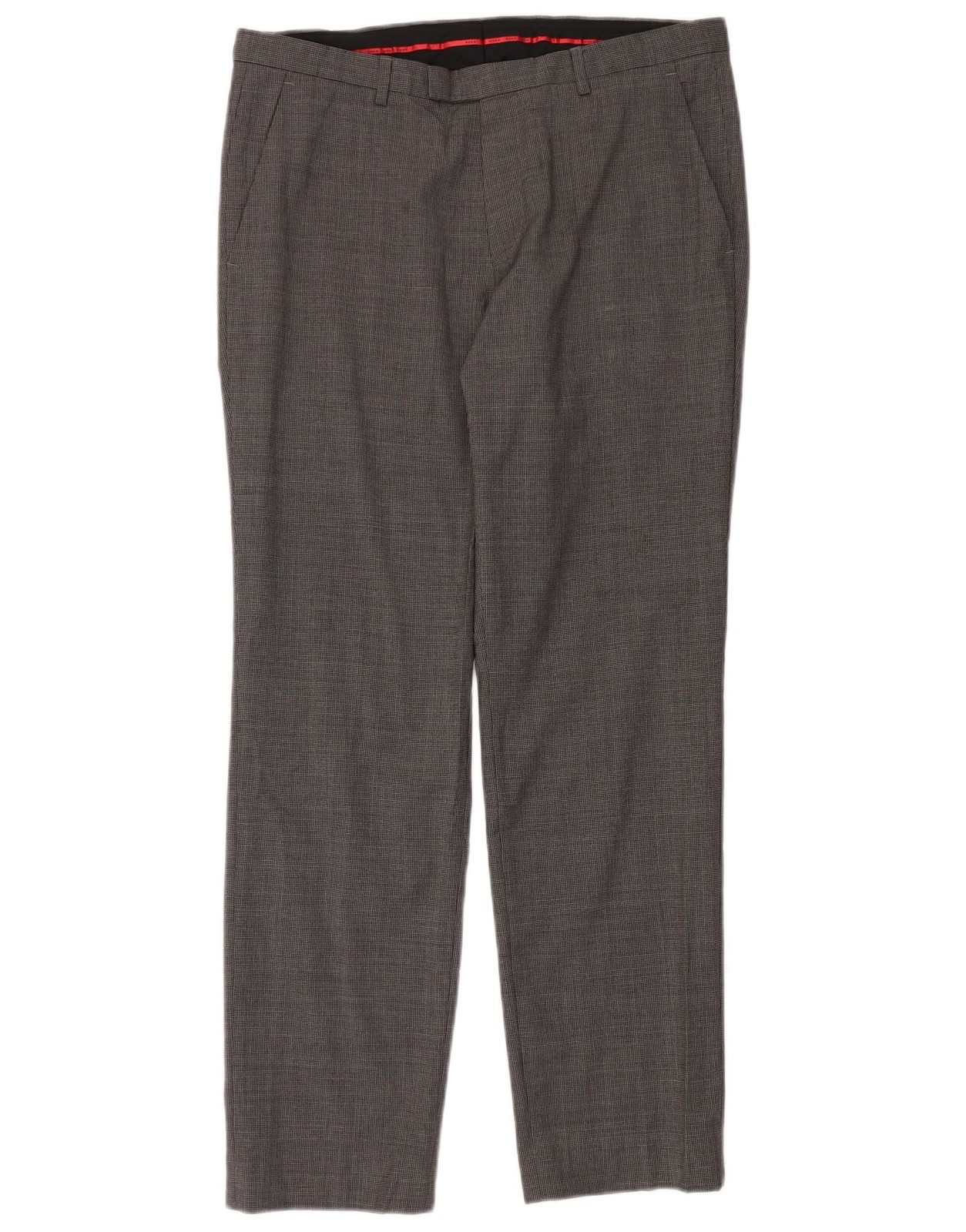 Hugo Boss Mens Straight Suit Trousers IT 50 Large W34 L31 Grey Houndstooth AP10