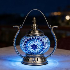 Longzhuo Turkish Mosaic Table Lamp USB Tiffany Style Boho Bedside Lantern Glass