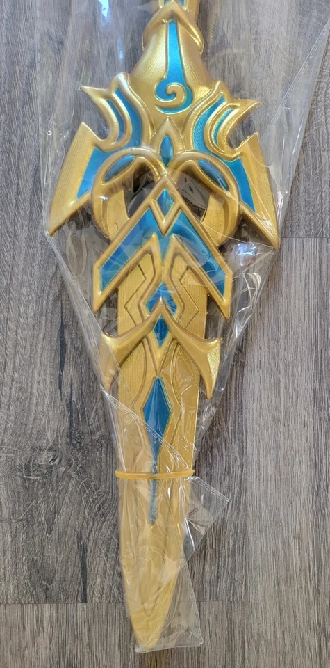 Halloweeen Costume Gold & Blue Fantasy Sword Prop with Purple Tassel Cosplay  - Image 4 of 4
