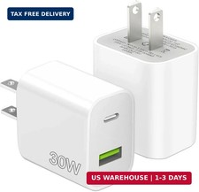 2 Pack 30W USB C Charger Block, Dual Port Type C Wall Charger Fast Charging