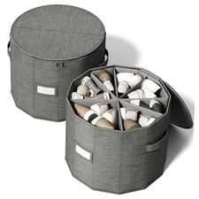 Shoe Organizer for Closet - Cylindrical Shoe Storage Gray Large - 2 Pack