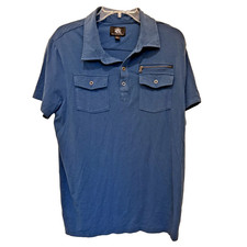Rock Republic Polo Shirt Men's Large Blue Short Sleeve Pocket Flaps