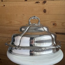 Georgian Antique Large Silver Plated Crested Meat Dome Cloche Downton Abbey