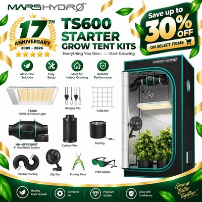 MARS HYDRO Complete Grow Tent Kit TS 600 LED grow light +60x60 Tent + Inline Fan
