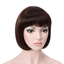 New! Onedor 10” Bob With Bangs, Medium Chestnut Brown - Flapper, Straight.