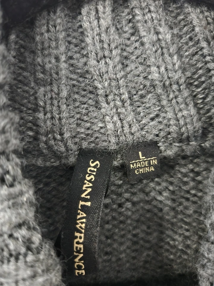 Cárdigan suéter gris para mujer Susan Lawrence Pocho talla grande Foto 3 de 4