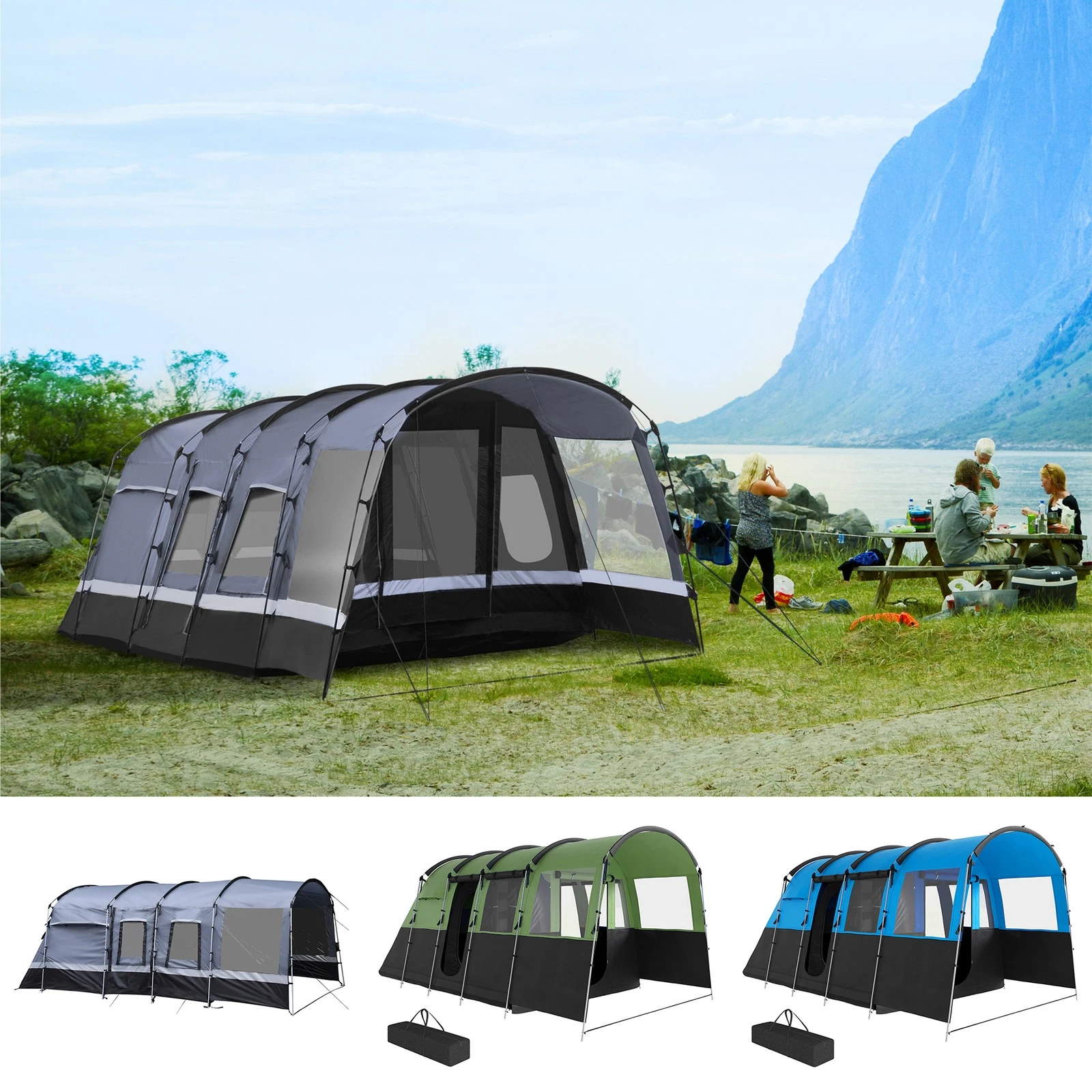 8-Person Camping Tent, Waterproof Family Tent with Sleeping Cabins
Opens in a new window or tab