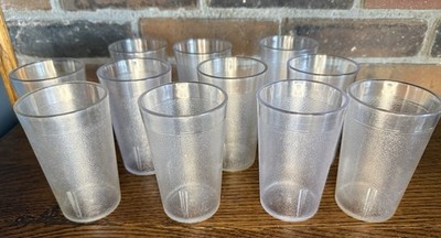 10 Vintage Silite Restaurant Ware Tumblers Chicago USA Frosted Hard Plastic Cups