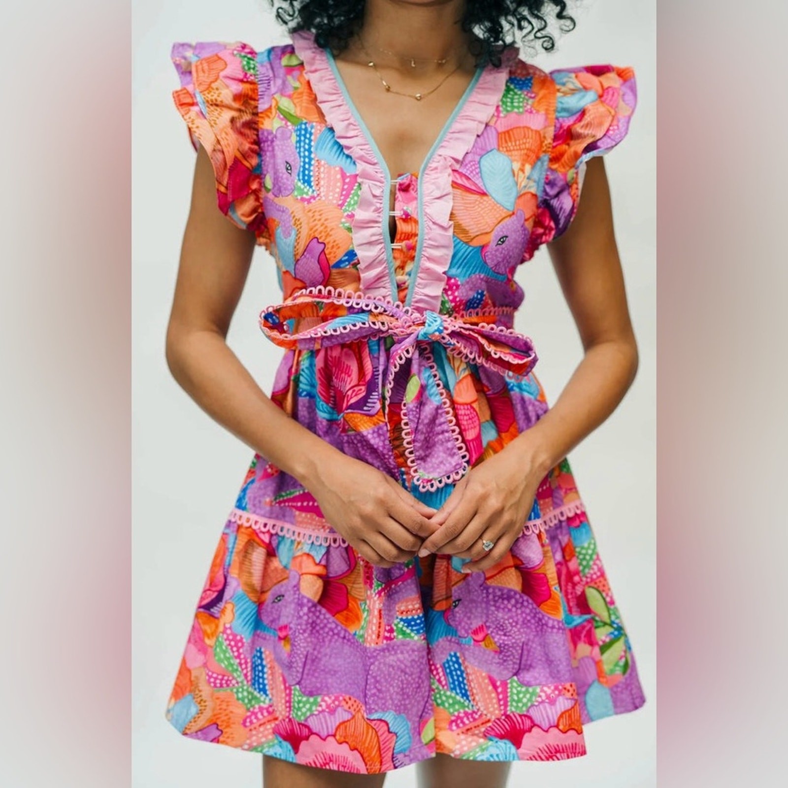 Marie by Victoria Dunn NWT Multicolor Floral Soliel Allura Dress with Belt XL
