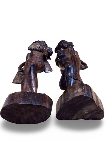 Stunning 2x Vintage Bali/Indonesian Wood Carved Women Statue 41Cm/16 Inches. 60’ - Picture 14 of 14