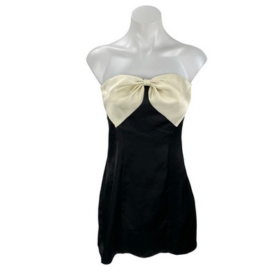 NEW Princess Polly Kesy Bow Black Strapless Bandeau Tube A Line Mini Dress Sz 4