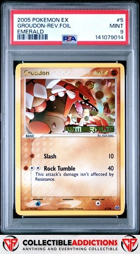2005 Pokemon Ex Emerald #5 Groudon Rev.Foil Emerald PSA 9